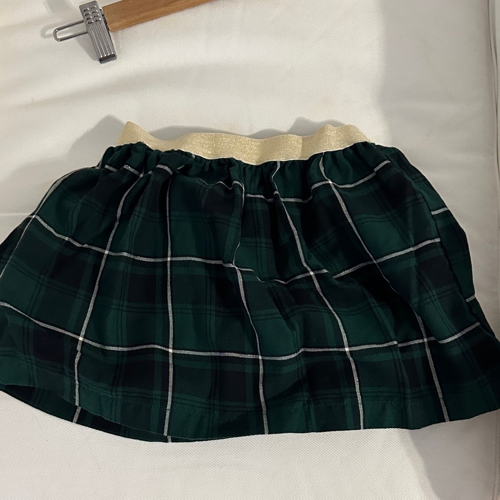 Carter's Green Plaid Skirt with Gold Accent